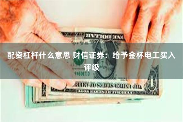 配资杠杆什么意思 财信证券：给予金杯电工买入评级